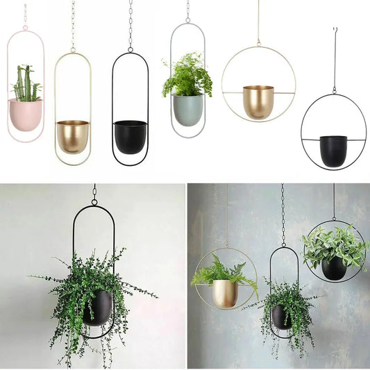 10 Type Metal Hanging Flower Pot Nordic Chain Hanging Planter Basket Flower Vase For Home Garden Balcony Decoration 2022 New Mary's Garden Shed