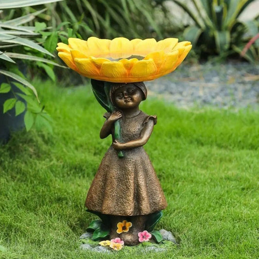 Resin Sunflower Bird Bath Ornament Garden Garden Gnome Crafts Mary's Garden Shed